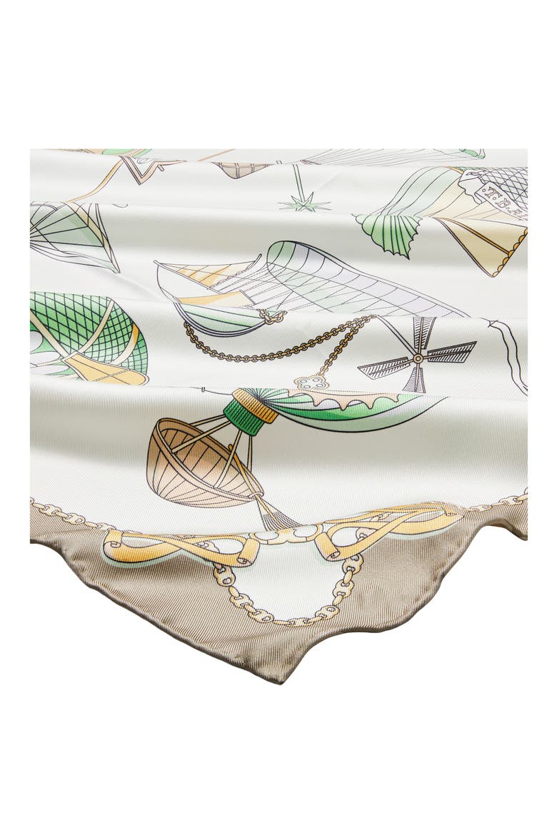 Hot Air Balloon Silk Square Scarf, Alternate, color, IVORY