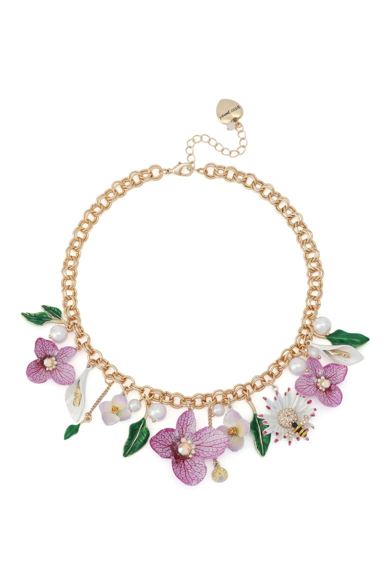 Flower Bouquet Frontal Necklace, Main, color, PURPLE