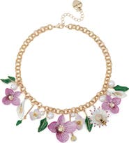 Betsey Johnson Flower Bouquet Frontal Necklace
