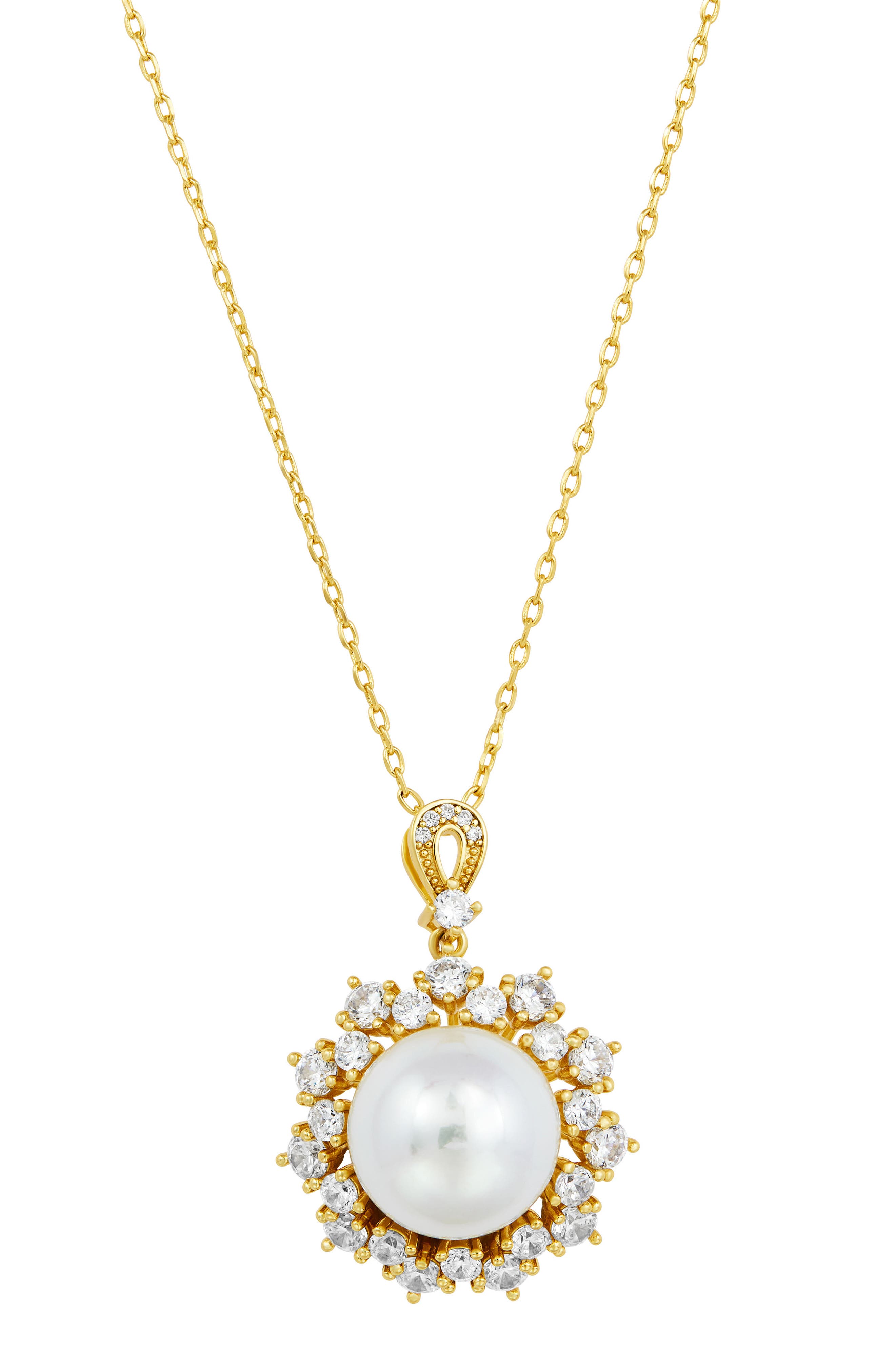 Shell Pearl Halo Pendant Necklace