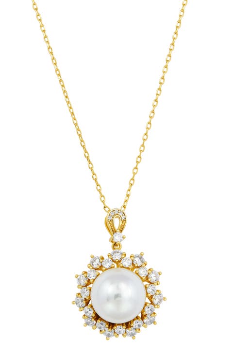 Shell Pearl Halo Pendant Necklace