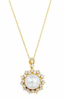Shell Pearl Halo Pendant Necklace