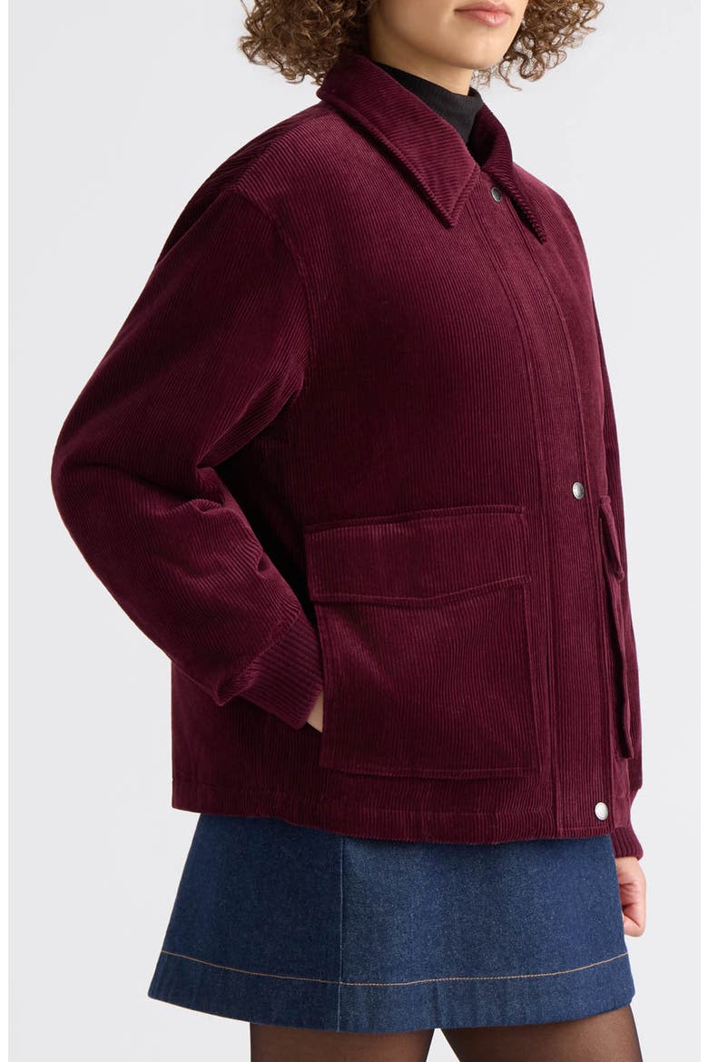 Bente Corduroy Padded Boyfriend Jacket, Alternate, color, BORDEAUX