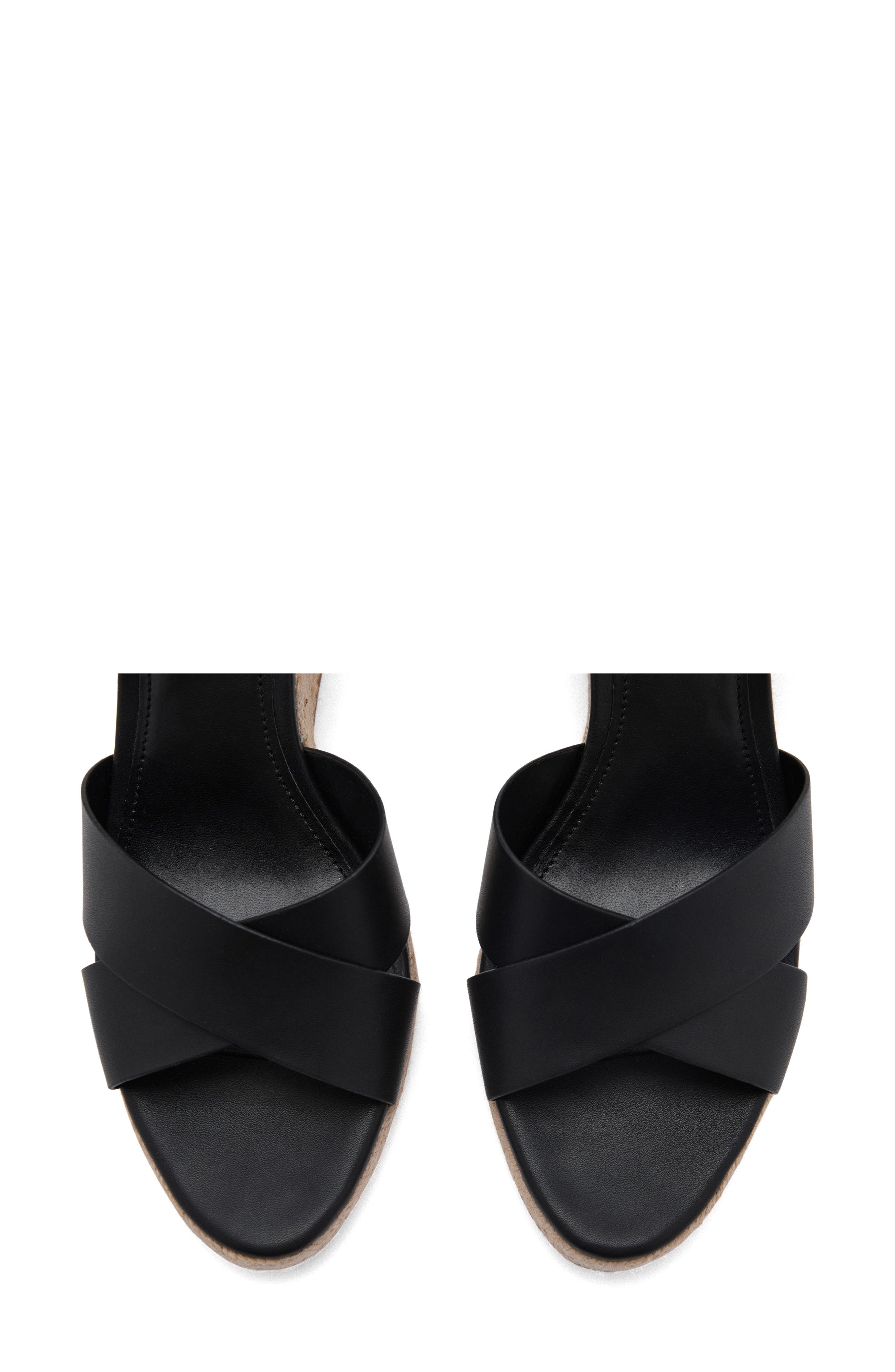 MANGO Ankle Strap Wedge Sandal, Alternate, color, Black