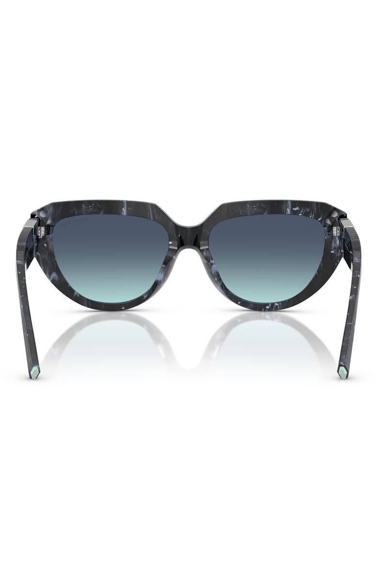 Tiffany & Co. 55mm Gradient Pillow Sunglasses, Alternate, color, Striped Black / Azure Blue