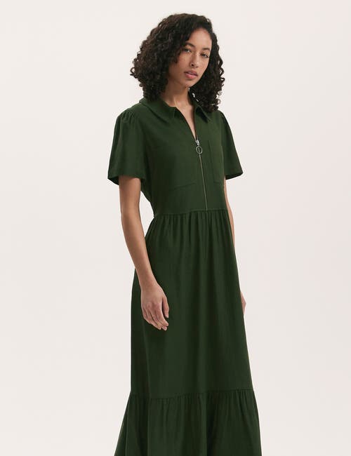 Finery London Tania Linen Blend Midi Shirt Dress In Brown