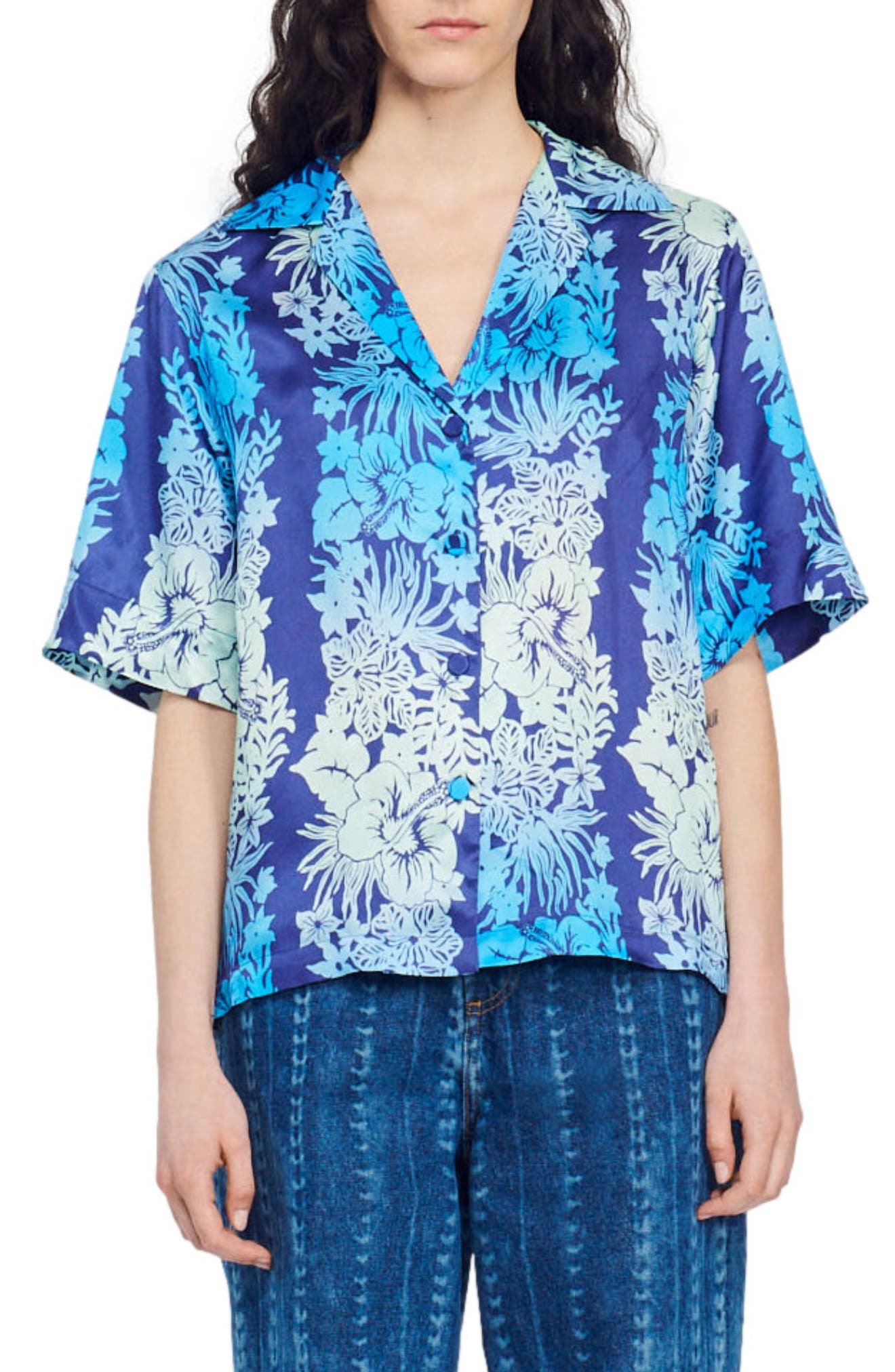 SANDRO Papeete Print Camp Shirt