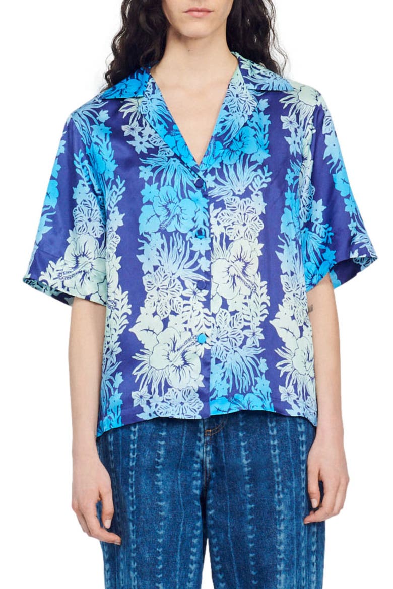 Papeete Print Camp Shirt, Main, color, BLEU
