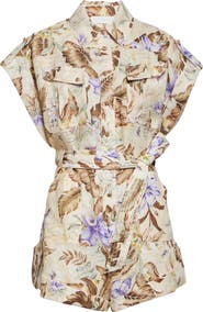 Zimmermann Coco Print Belted Romper