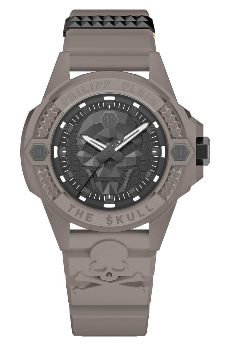 The $kull Silicone Strap Watch, 44mm, Main, color, TAUPE GREY ECO CERAMIC