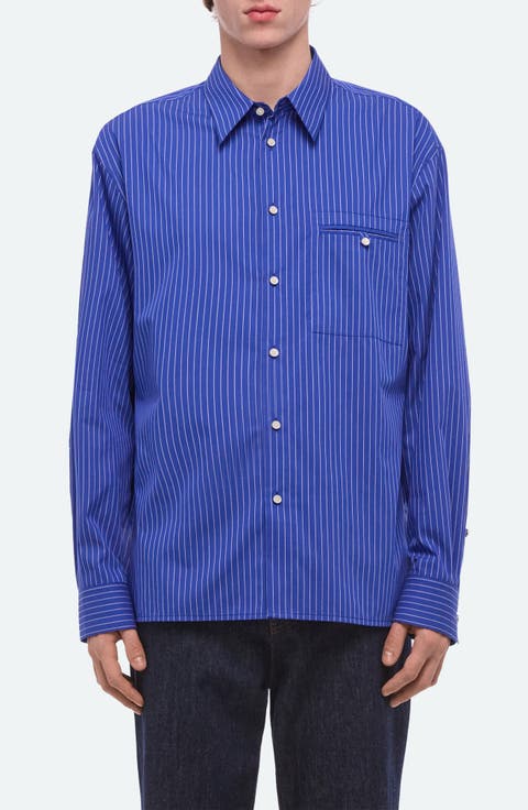 Relaxed Fit Stripe Button-Up Shirt