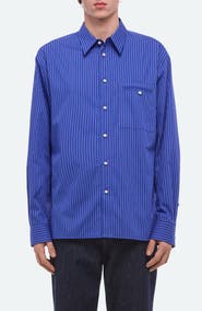 Helmut Lang Relaxed Fit Stripe Button-Up Shirt