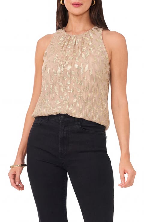 Shirred Foil Print Tank