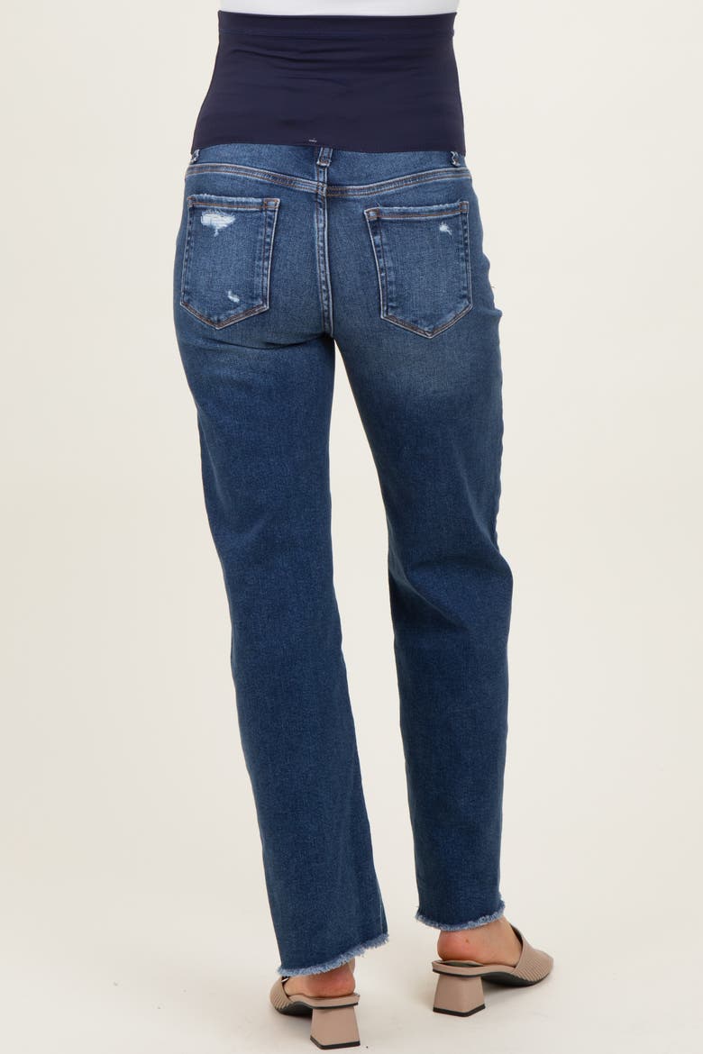 Fringe Hem Wide Leg Maternity Jeans, Alternate, color, Navy Blue