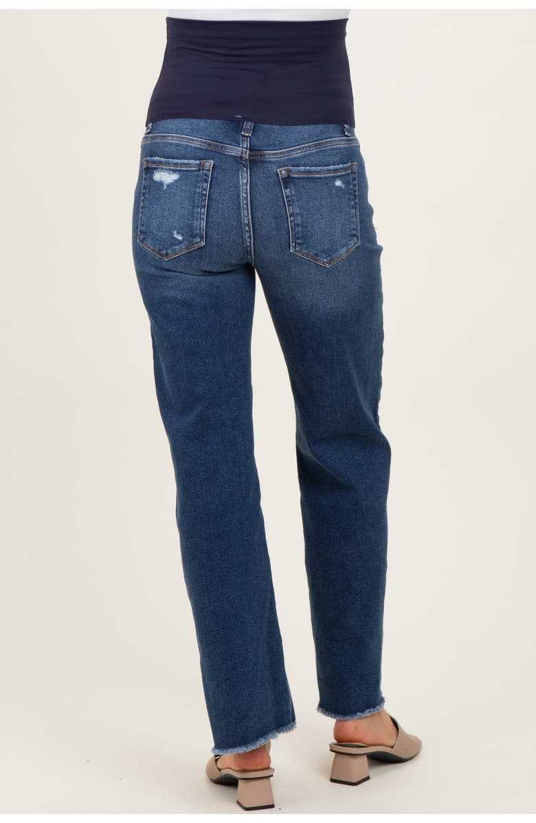 PinkBlush Fringe Hem Wide Leg Maternity Jeans, Alternate, color, Navy Blue