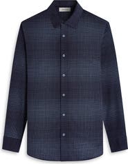 Bugatchi Julian Shaped Fit Gradient Check Cotton & Cashmere Button-Up Shirt