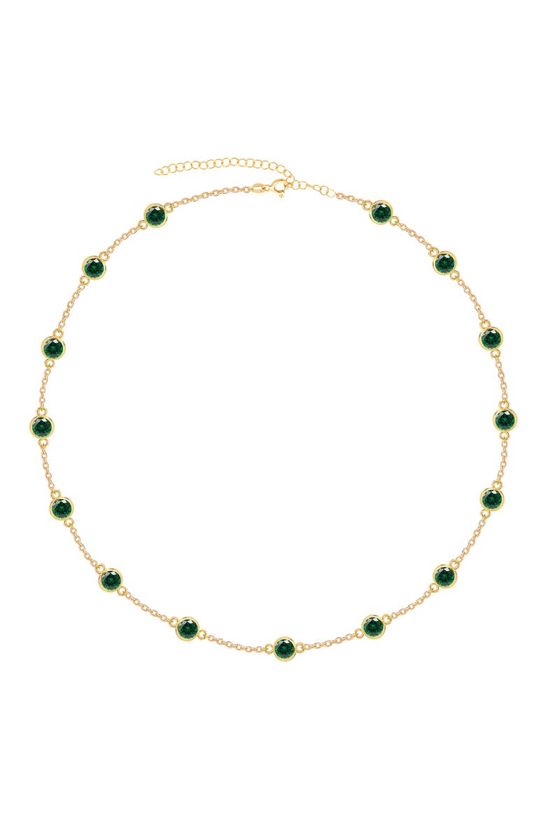 Bezel Set Cubic Zirconia Station Necklace, Main, color, GOLD