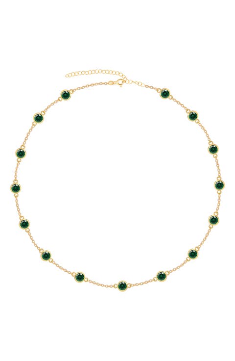 Bezel Set Cubic Zirconia Station Necklace