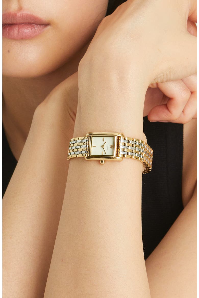 The Small Eleanor Bracelet Watch, 19mm x 28mm, Alternate, color, TWO TONE