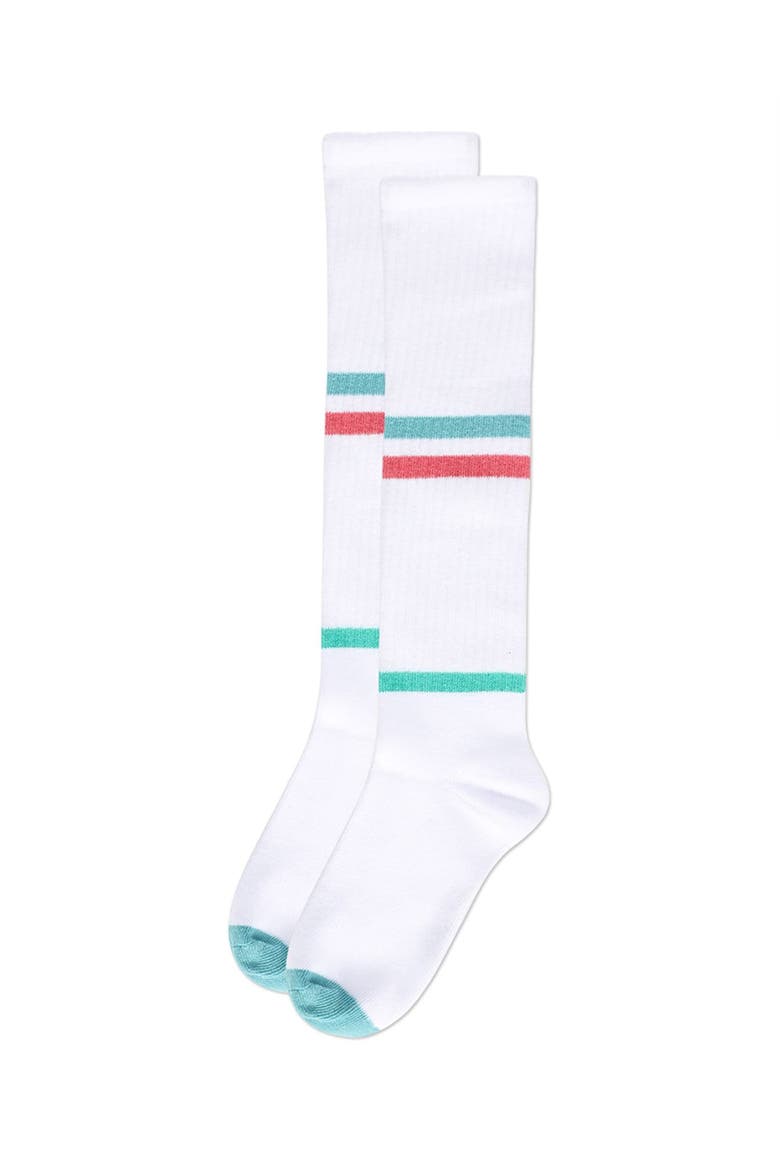 Multi Colored Stripe Knee High Socks, Alternate, color, Teal