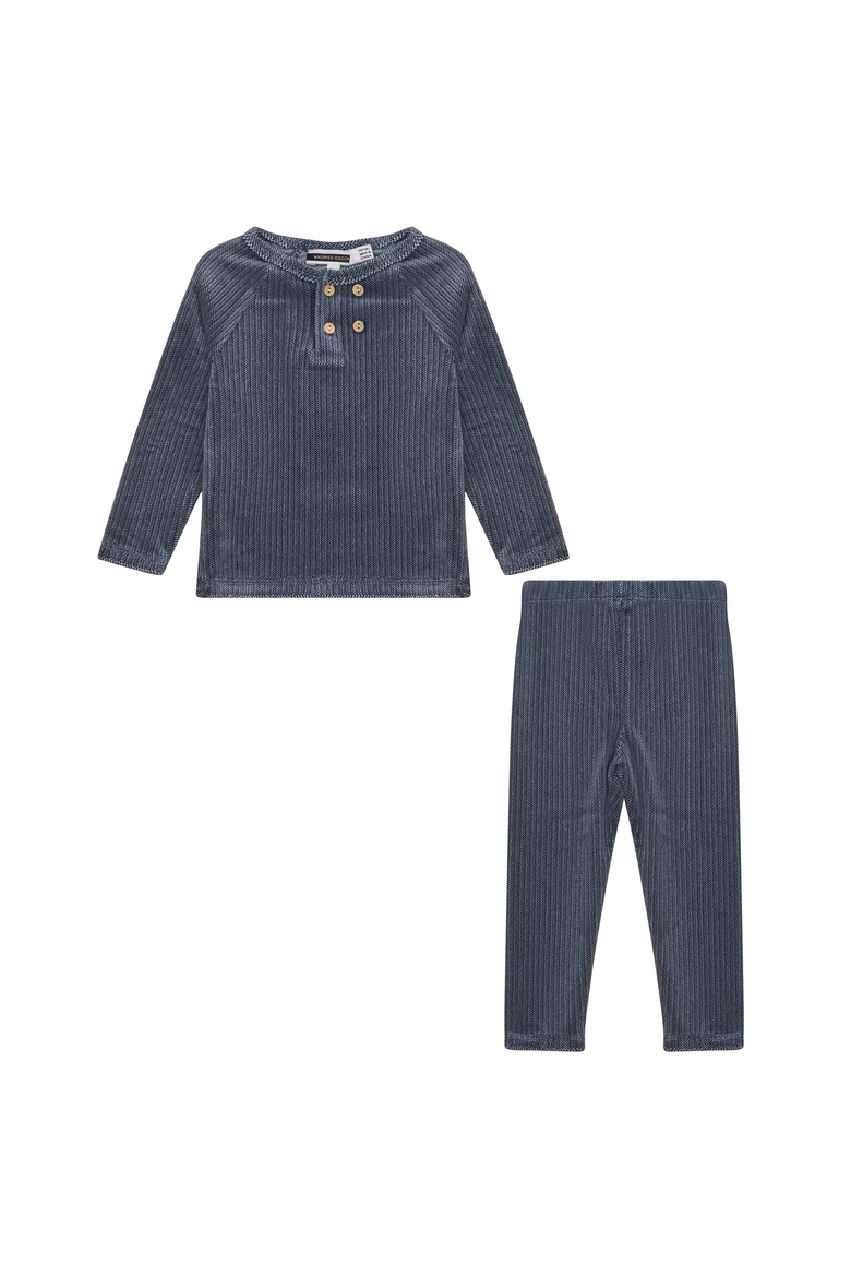 Velour 2 Piece Long Sleeve Top and Pants Set, Main, color, Blue
