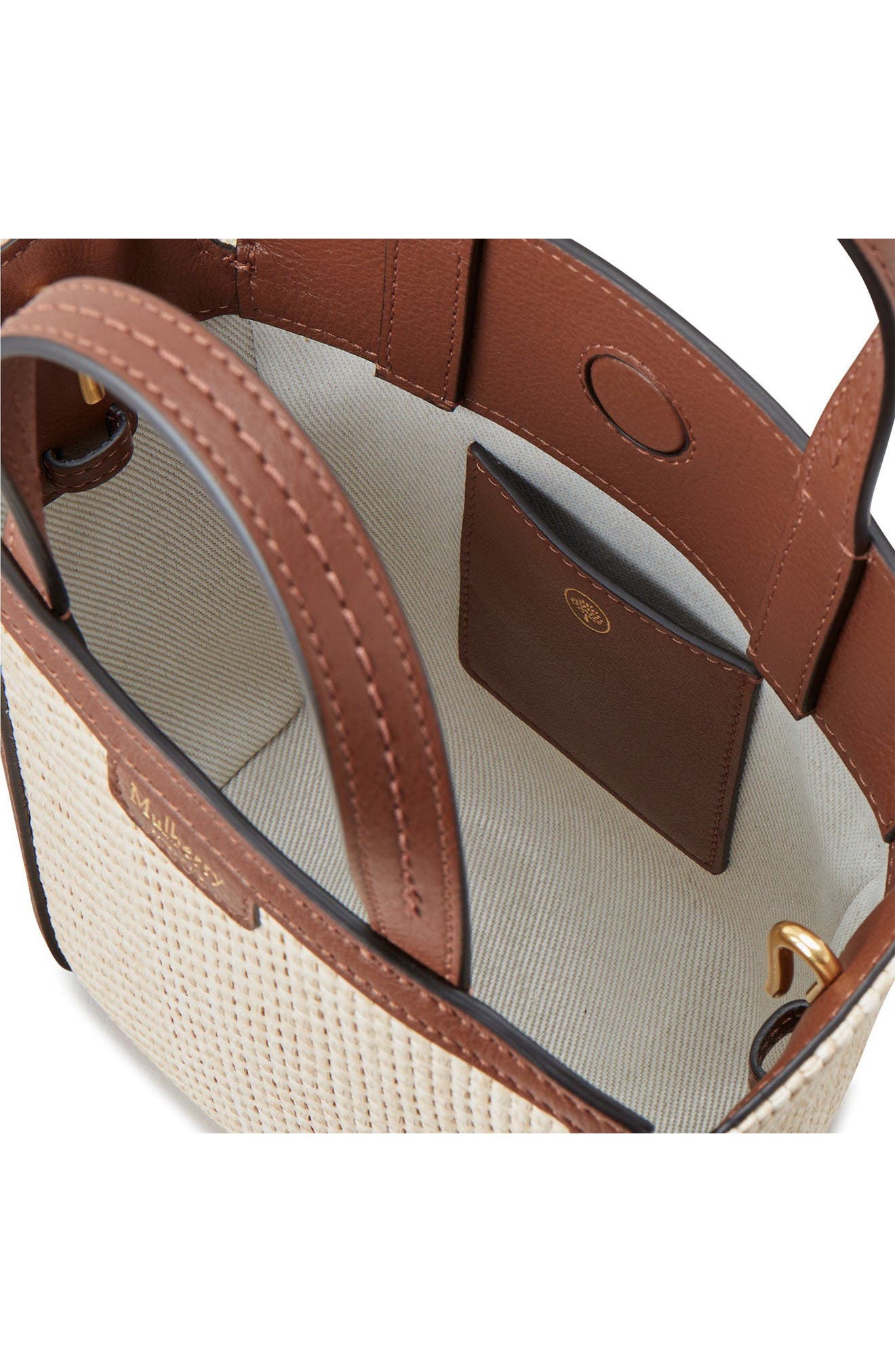 Mulberry Mini Clovelly Raffia Tote, Alternate, color, 