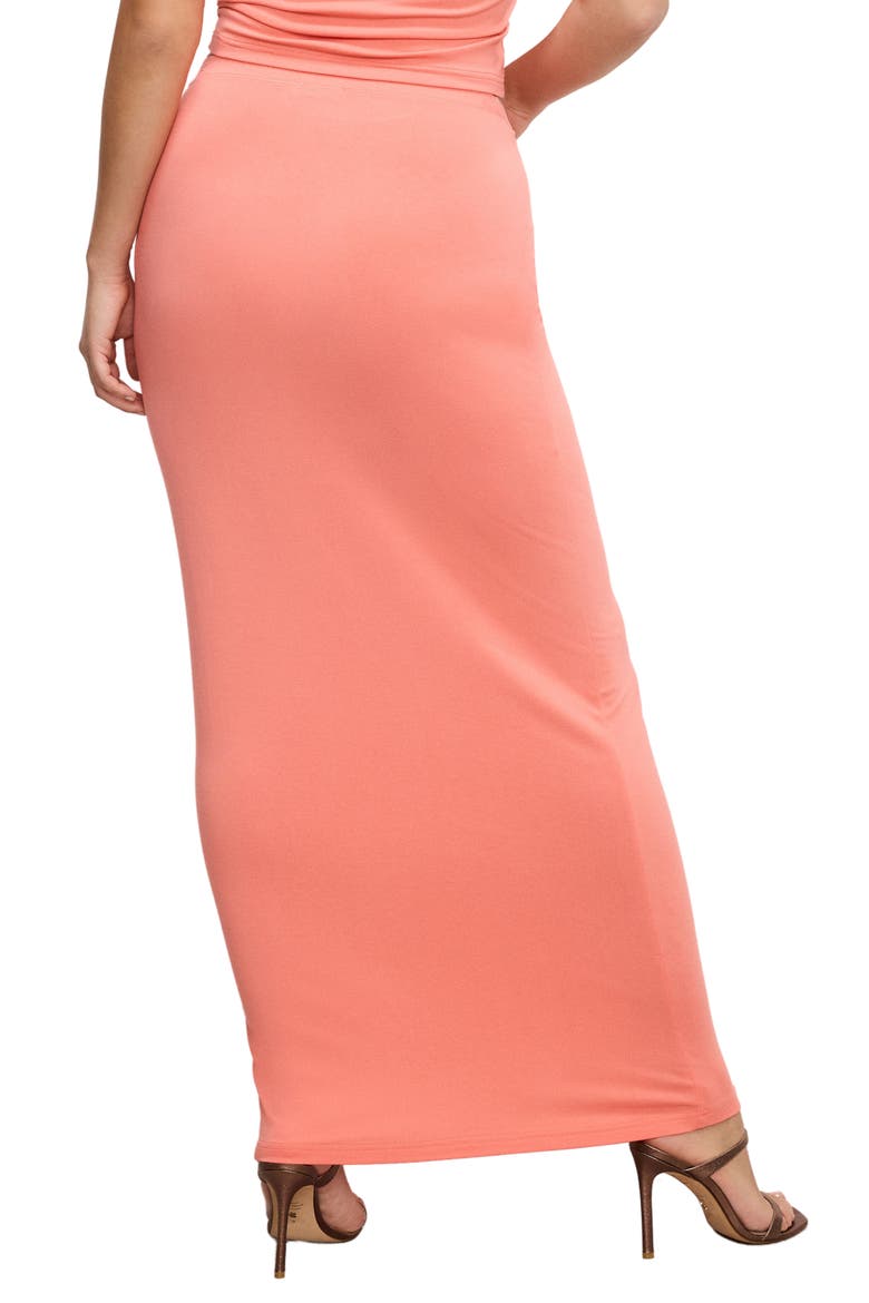 Ruched Jersey Maxi Skirt, Alternate, color, CORAL002