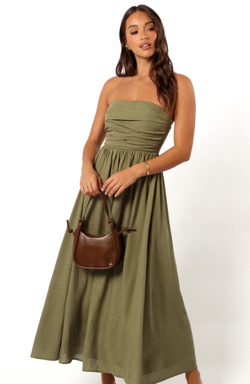 Petal And Pup Petal & Pup Kayt Strapless Linen Blend Maxi Sundress In Green