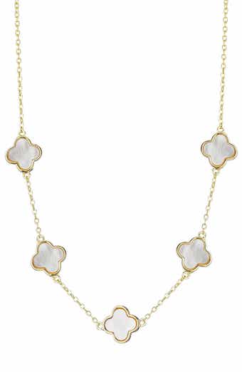 Adornia Mother-of-Pearl Clover Station Necklace