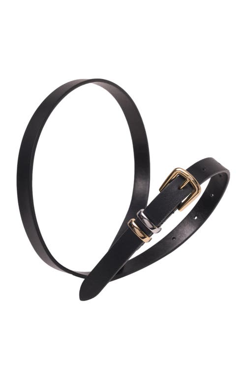 Maje Slim Belt With Square Buckle In Black