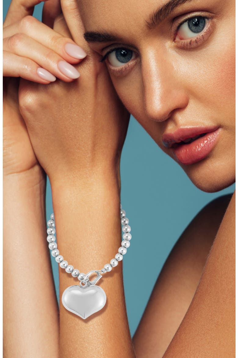 Puffy Heart Bracelet, Alternate, color, SILVER