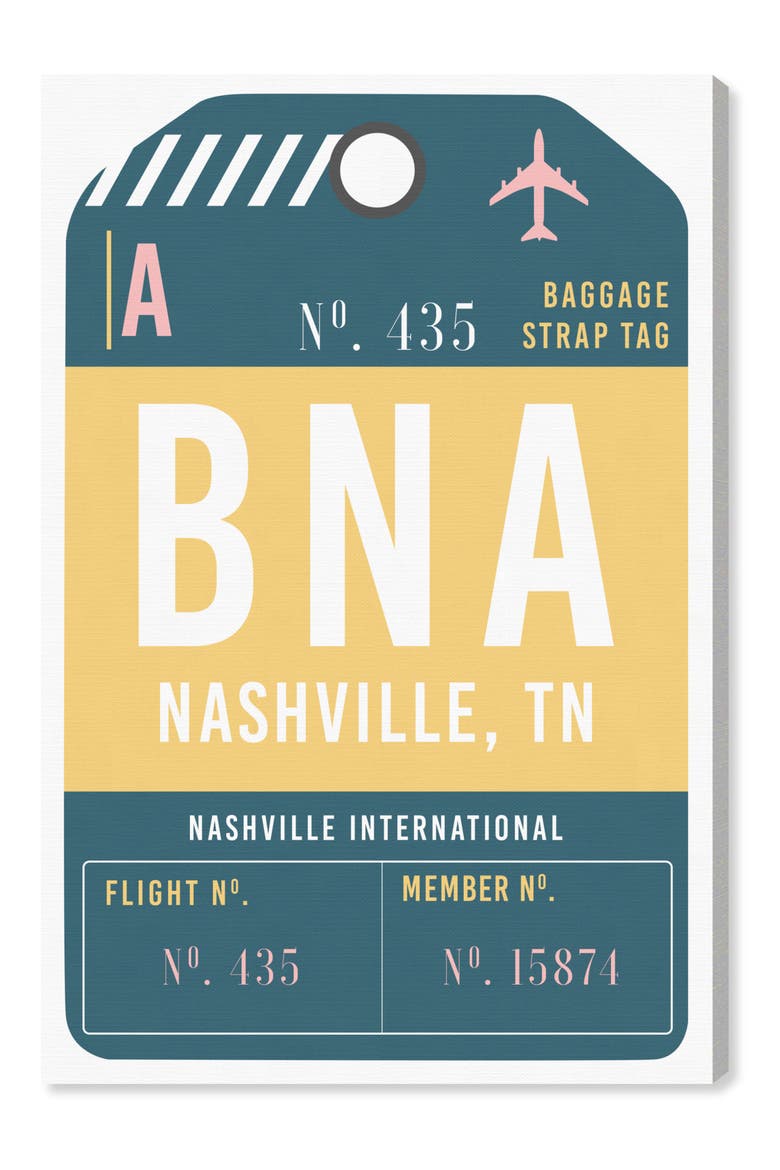 Nashville Luggage Tag Wall Art, Main, color, YELLOW