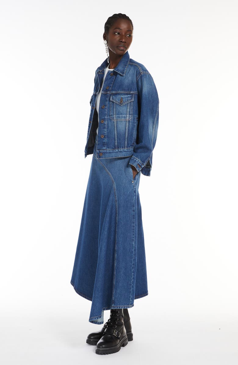 Weekend Max Mara Luana Asymmetric Denim Midi Skirt, Alternate, color,