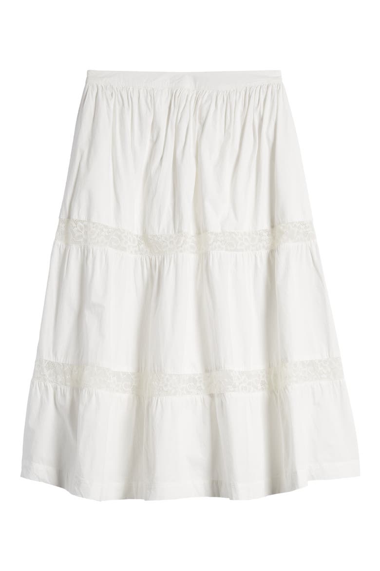 Lace Trim Tiered Skirt, Alternate, color, WHITE