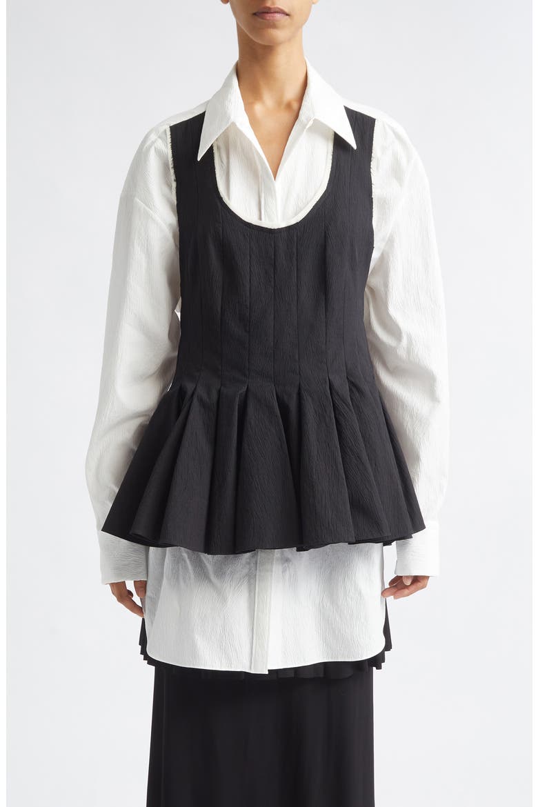 Mae Cotton Blend Tie Back Shirt, Main, color, BLACK/ IVORY