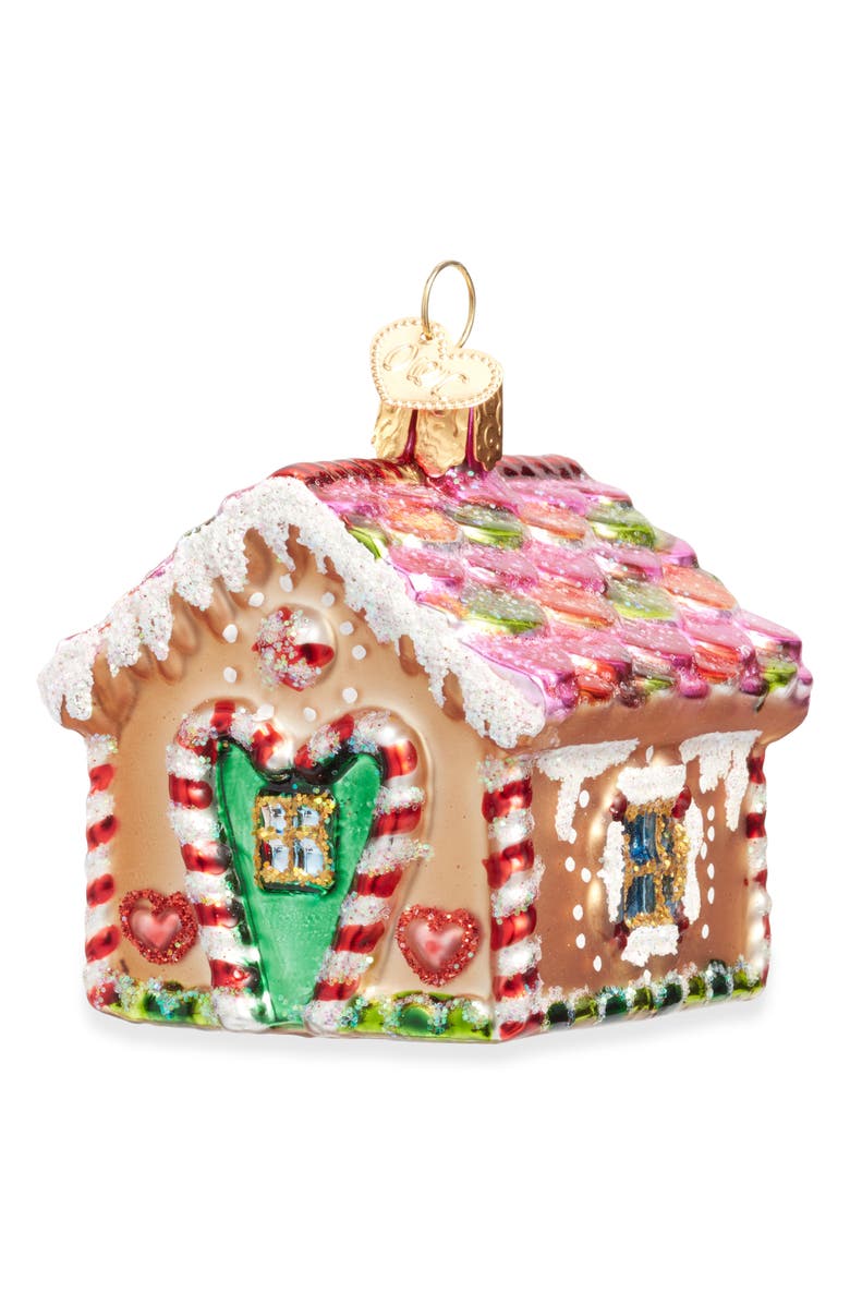Old World Christmas Gingerbread House Glass Ornament, Alternate, color, Brown/ Pink/ Green/ Yellow
