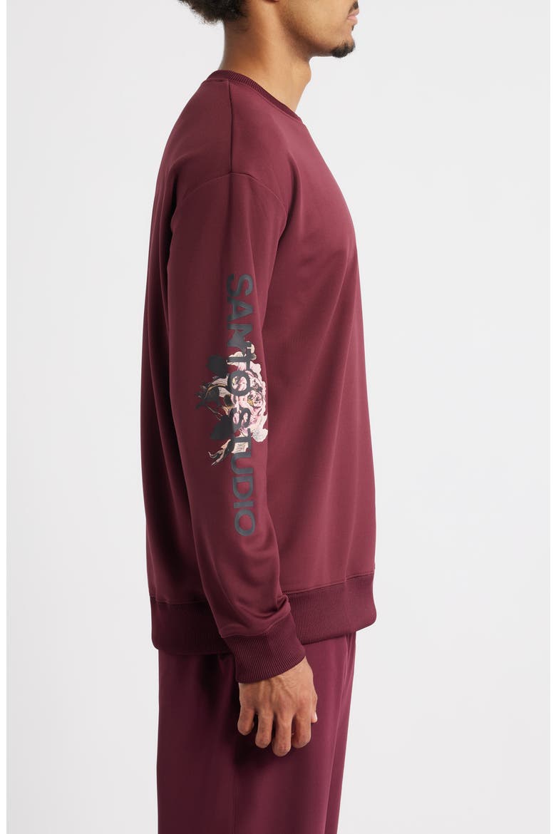 Tempo Rose Comfort Performance Graphic Sweatshirt, Alternate, color, MERLOT