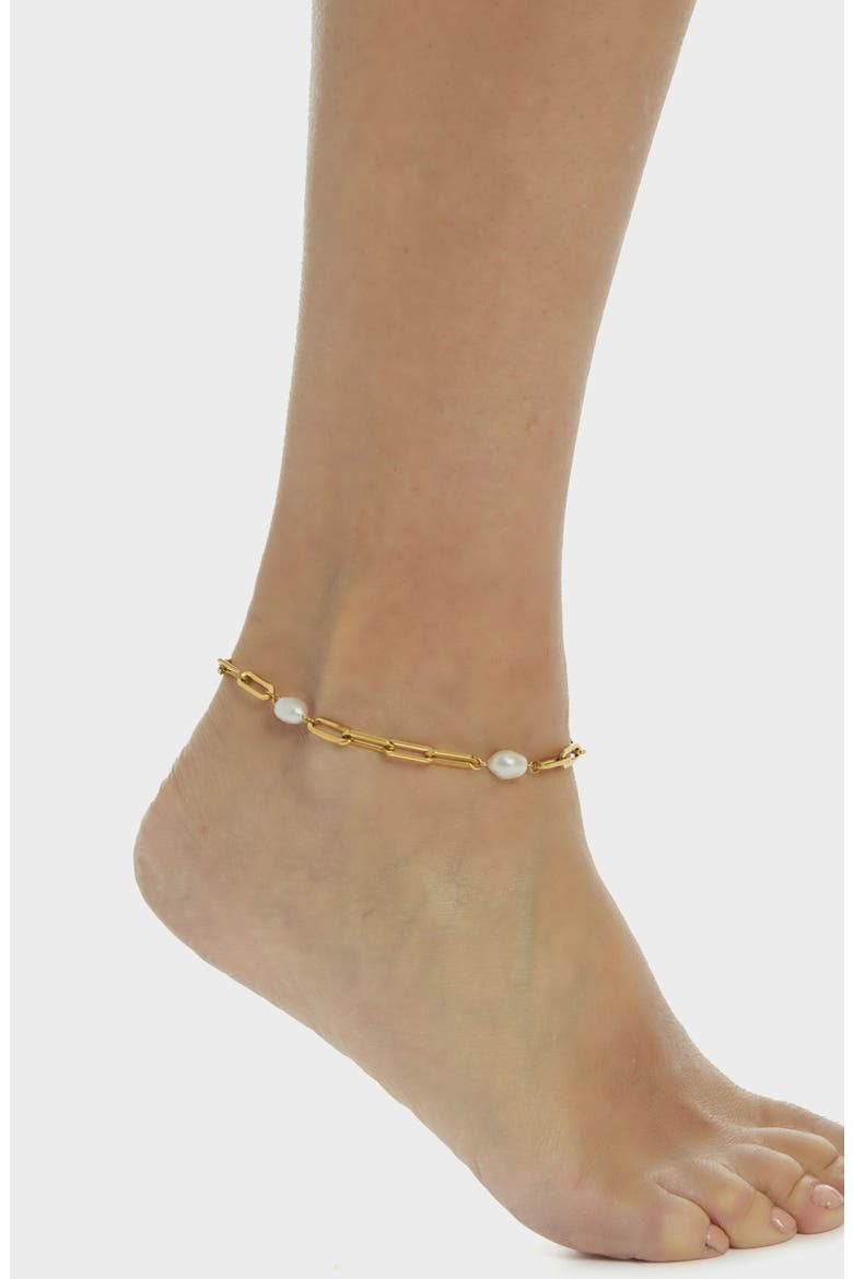 Freshwater Pearl Station Anklet, Alternate, color, WHITE