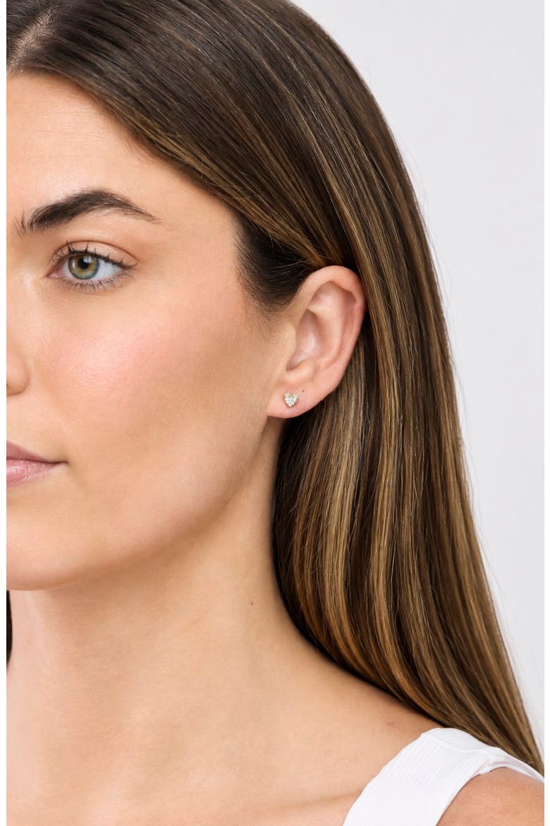 Mika 18k Gold Diamond Heart Stud Earrings, Alternate, color, 18KY