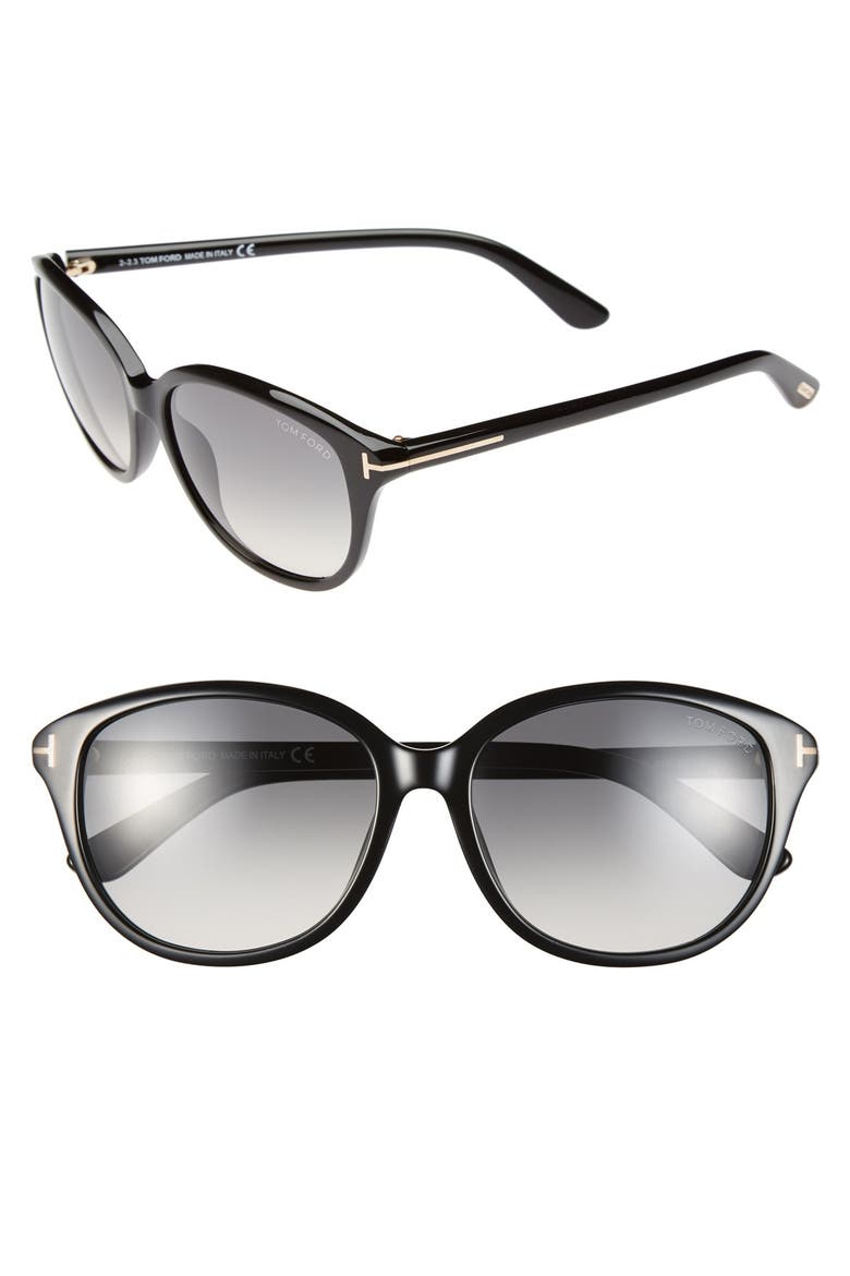 'Karmen' 57mm Sunglasses, Main, color, SBLK/SMK