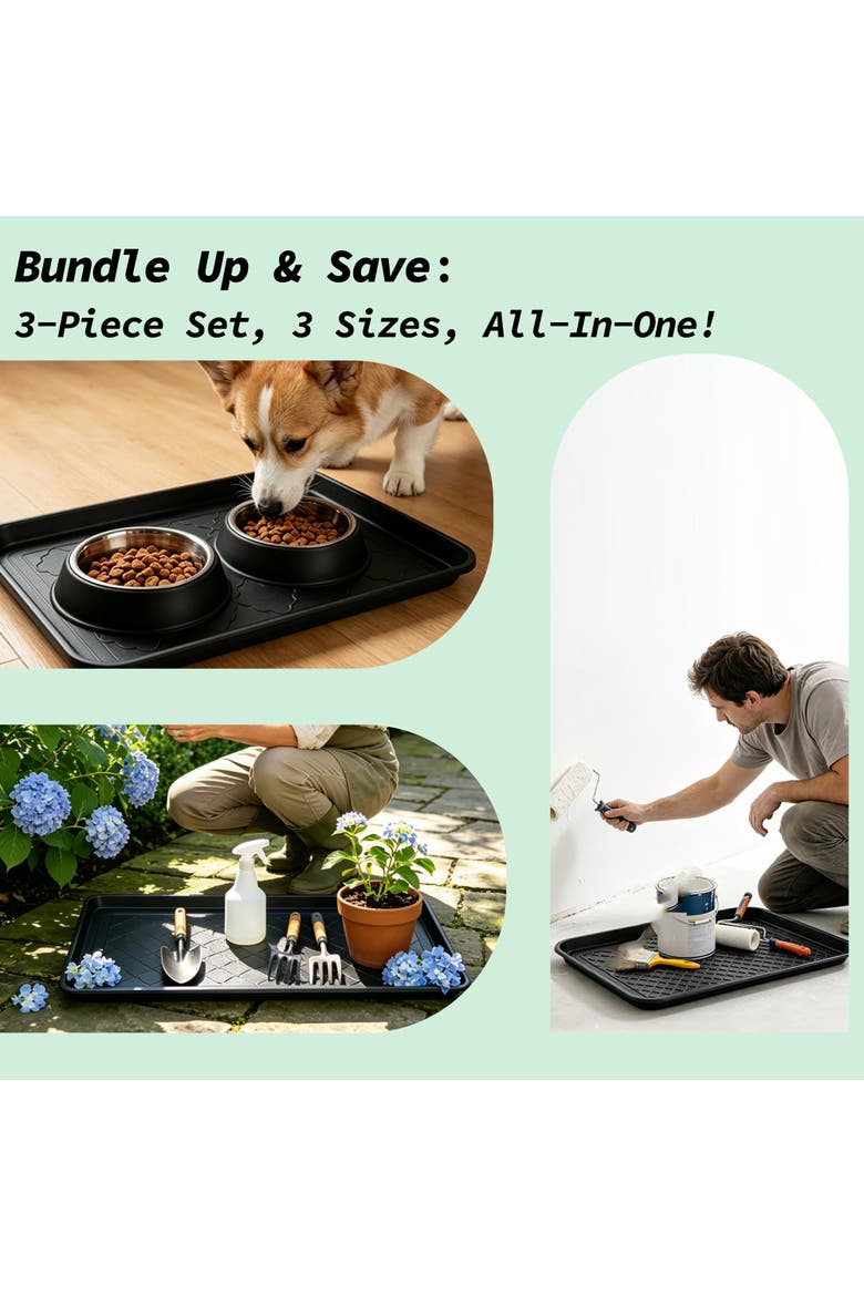 All Weather Boot Tray Set, Alternate, color, Black