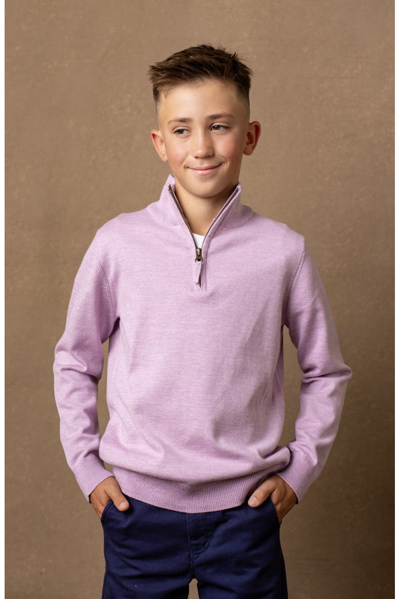 Boys' Organic Fine Gauge Half Zip Sweater, Kids, Alternate, color, Lavender Marl