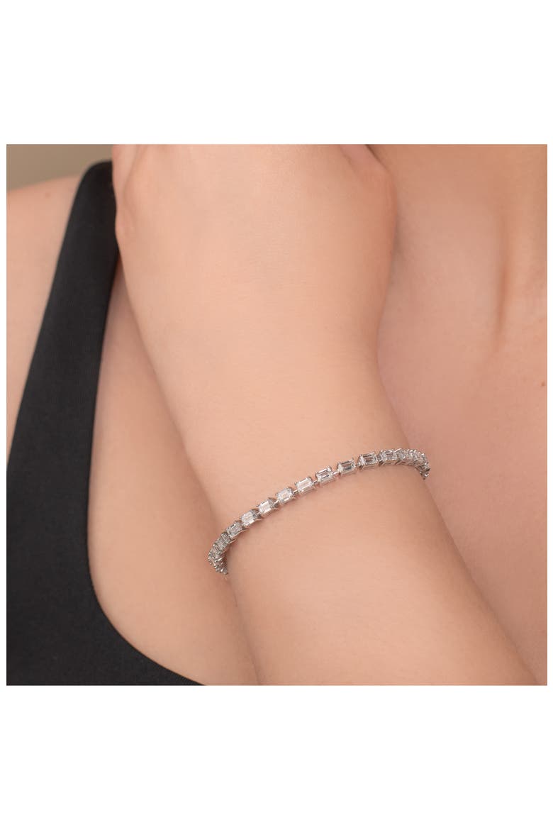 Emerald Cut Lab Created Diamond Tennis Bracelet, Alternate, color, 6.69 CTW WHITE GOLD