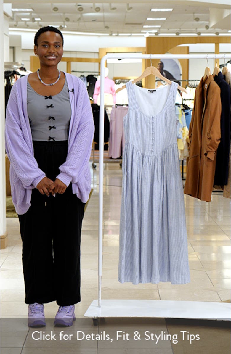 Cora Pinstripe A-Line Midi Dress, sales video thumbnail