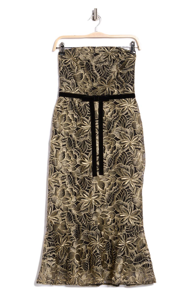 Sam Edelman Leaf Embroidered Strapless Dress, Alternate, color, Platinum/ B