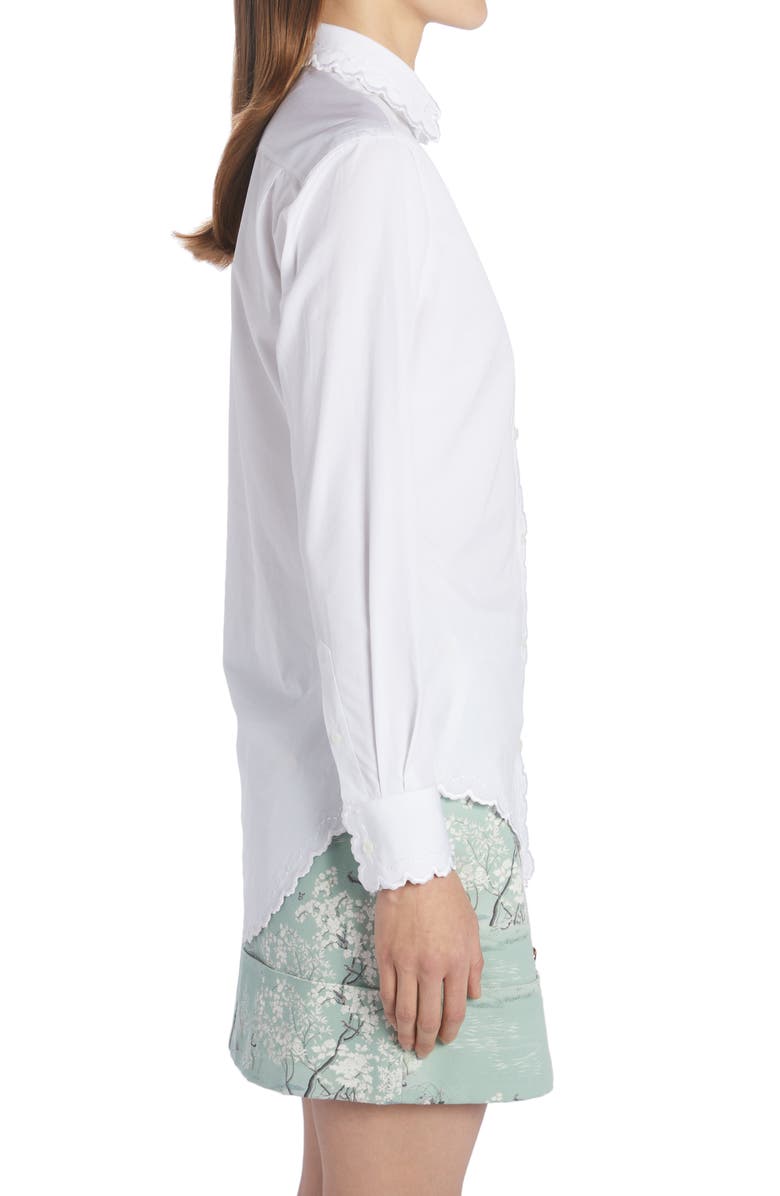Thom Browne Scallop Collar Long Sleeve Cotton Button-Up Shirt, Alternate, color, 