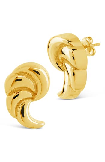 Sterling Forever 14k Plated French Horn Studs