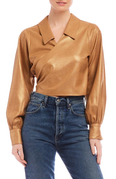 Sloane Metallic Wrap Top