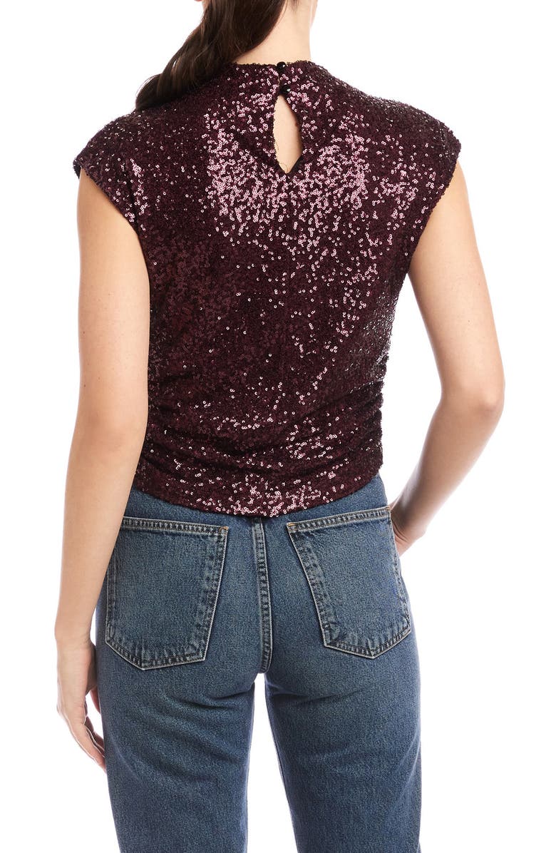 FIFTEEN TWENTY Gwennie Sequin Cap Sleeve Top, Alternate, color, Eggplant
