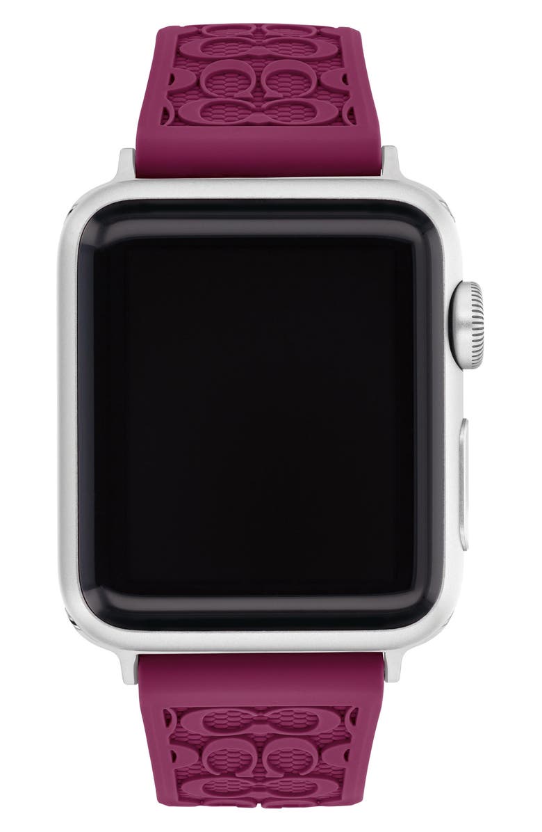 COACH Signature C Silicone Apple Watch<sup>®</sup> Watchband, Alternate, color,